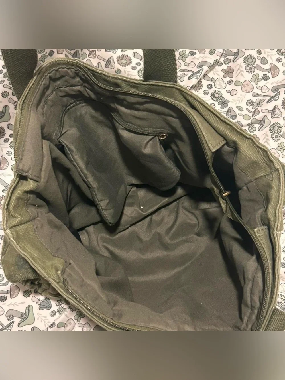 Vintage Y2K Hot Topic Olive Green Butterfly Canvas Cargo Tote Bag
